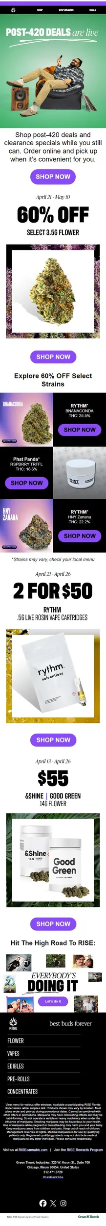 POST 420 DEALS: 60% Off select strains