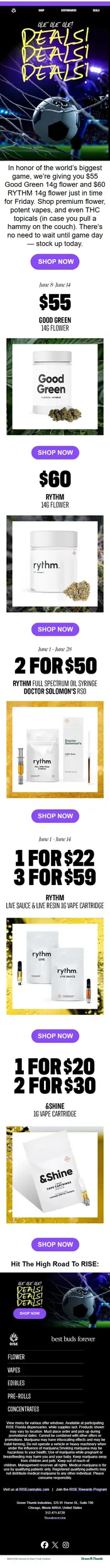 OLE OLE OLE ⚽Score cannabis deals at RISE!