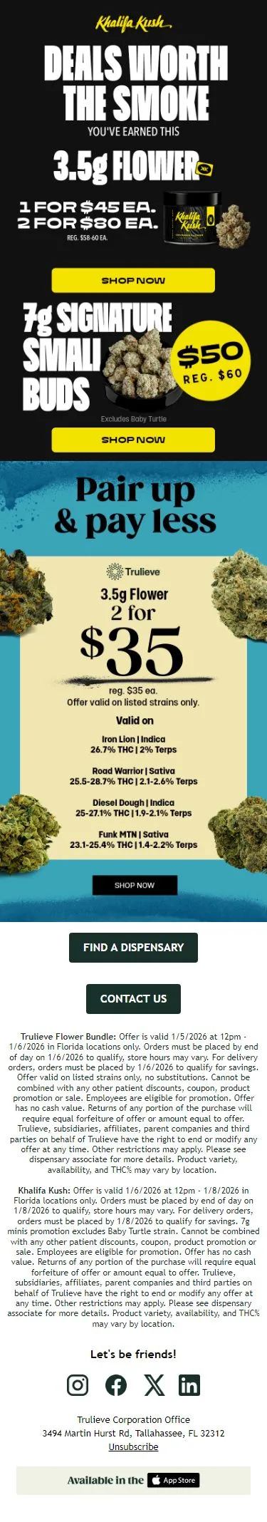 Shop Khalifa Kush 8ths 🌿 1 for $45 or 2 for $80👀