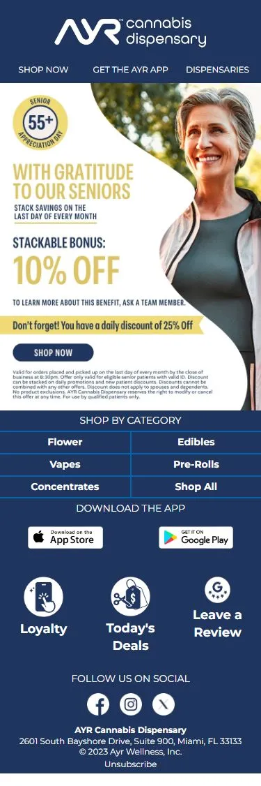 For our 55+ club only - an extra 10% off