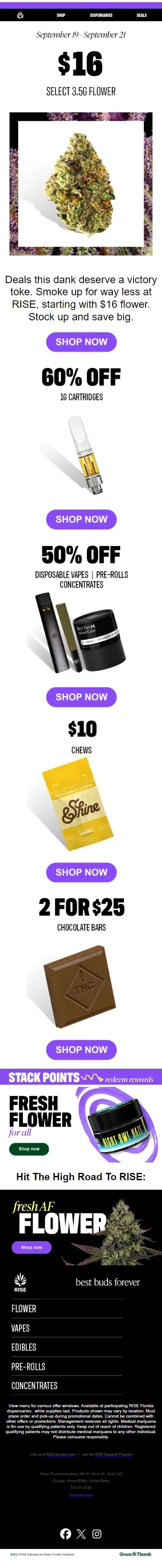 RISE DOORBUSTER: $16 3.5g FLOWER!