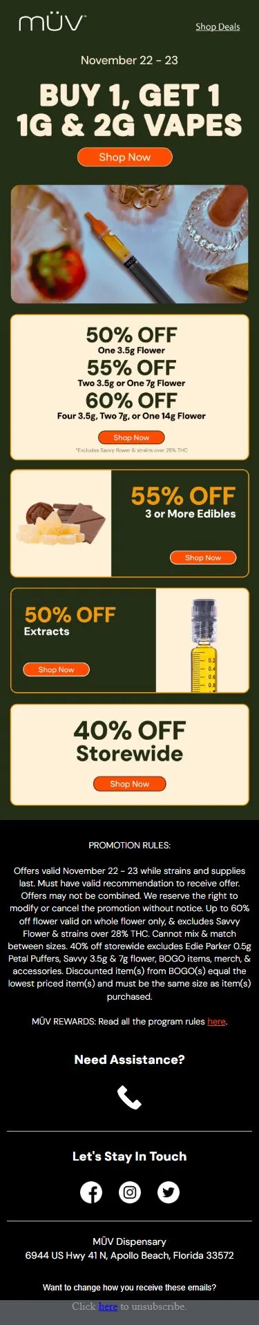 Saturday starts with BOGO 1g & 2g vapes 🍂💨