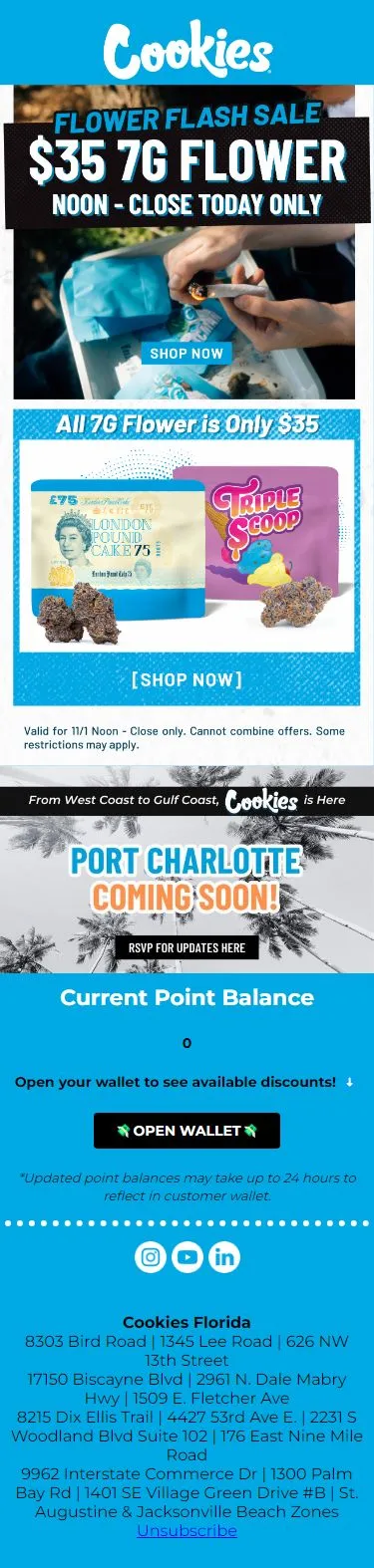 $35 7G FLOWER FLASH SALE!