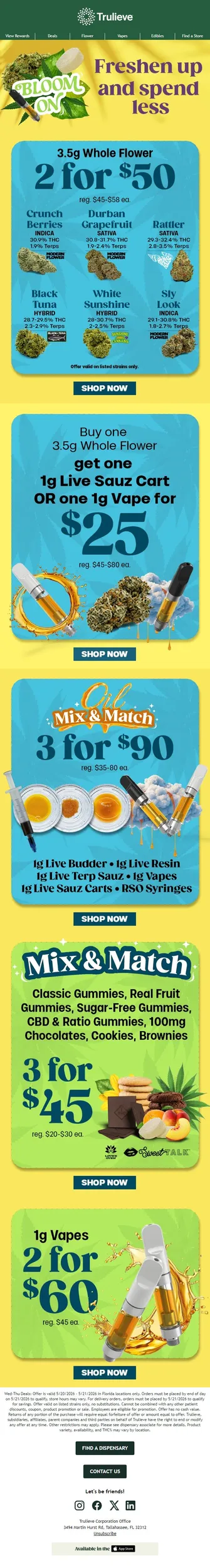 NEW 2 for $50 8ths up to 32% THC 🔥