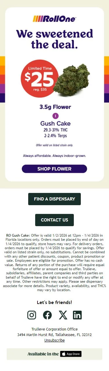 LIMITED TIME: $25 & Up To 31% THC 🔥 Gush Cake 8ths