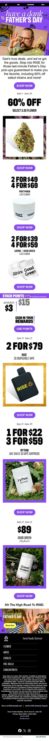 60% OFF SELECT STRAINS – Happy Father’s Day!