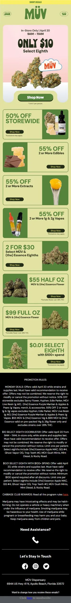 Start 420 with a $10 Eighth 🌿