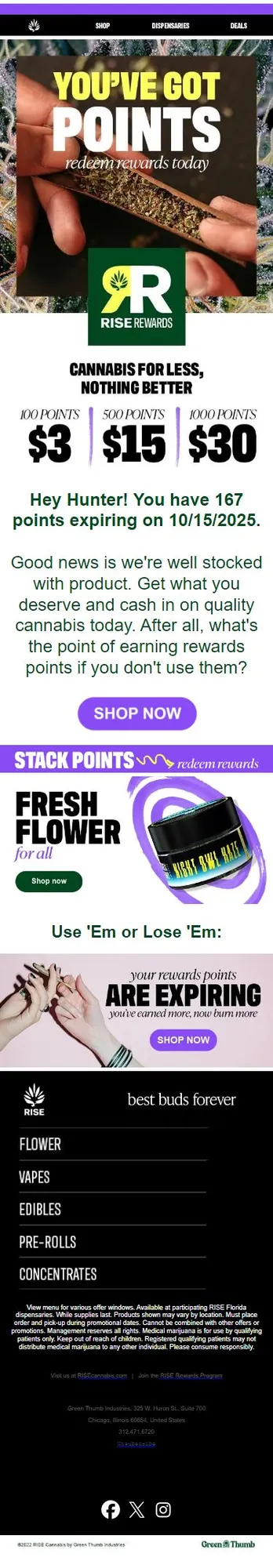 Your RISE rewards points are expiring soon
