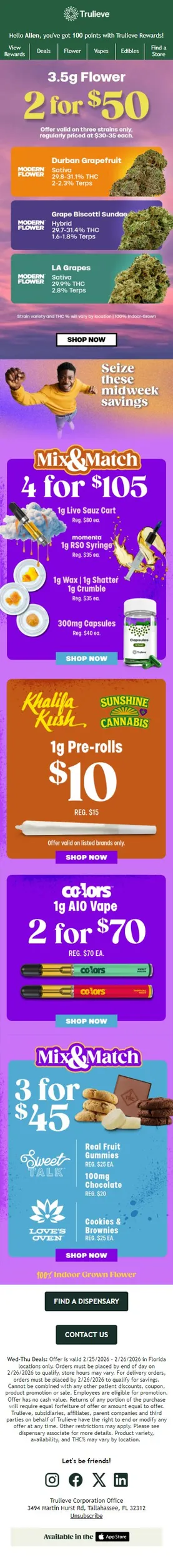 Mid-Week Savings 🙌 2 for $50 select 8ths🌿