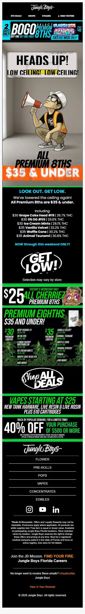 ⚠️ All 8ths on SALE. $35 & under starts NOW!