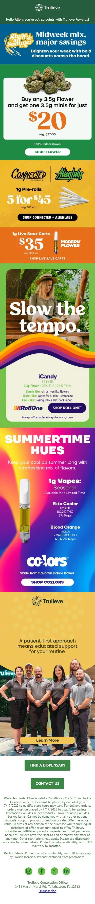 Buy any 8th, score 3.5g minis for $20 🌿