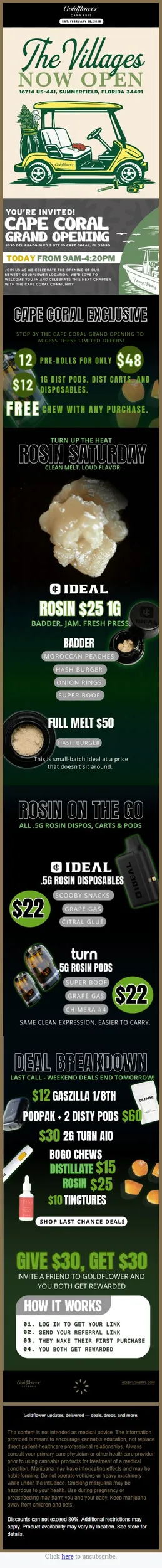 Rosin Saturday Is Live 🔥! $25 Rosin. $22 Dispos.Let’s Go.