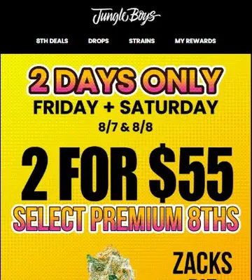 ⚠️ 2 DAYS > 2/$55 8ths > 28%+ THC