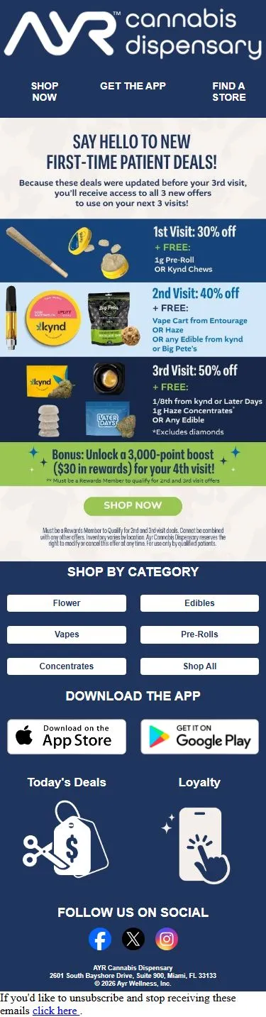 👀 Check out your NEW First Time Patient Deals at AYR for FREE product!