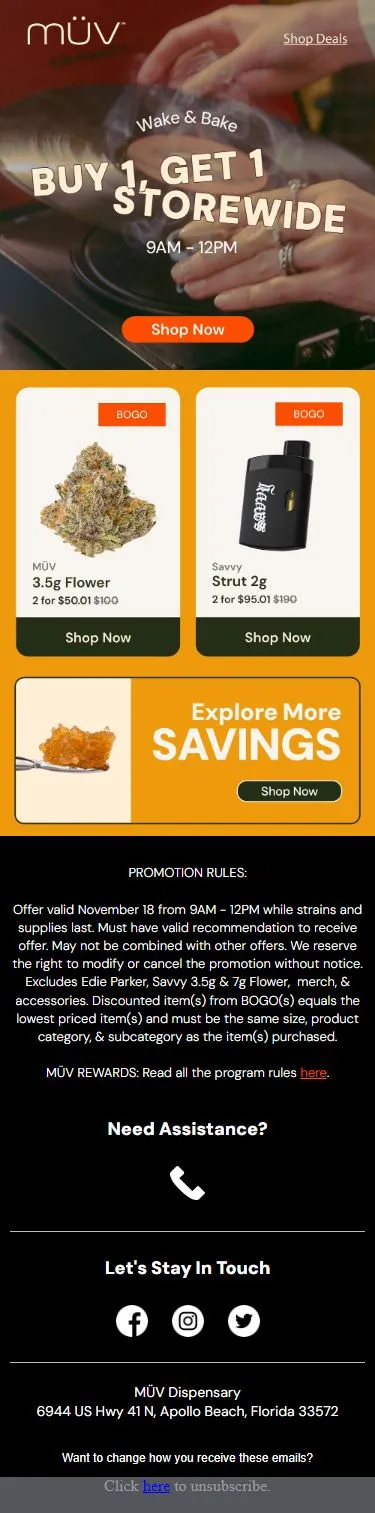 Wake, Bake, & BOGO storewide 🌿