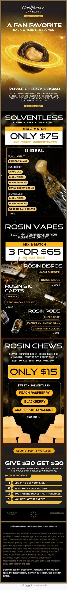 Royal Cheesy Cosmo Is Back - 3 for $75 Rosin and MORE!