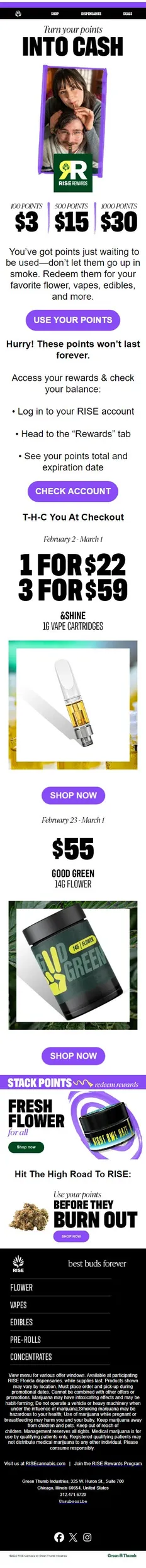 Cash in your points on cannabis