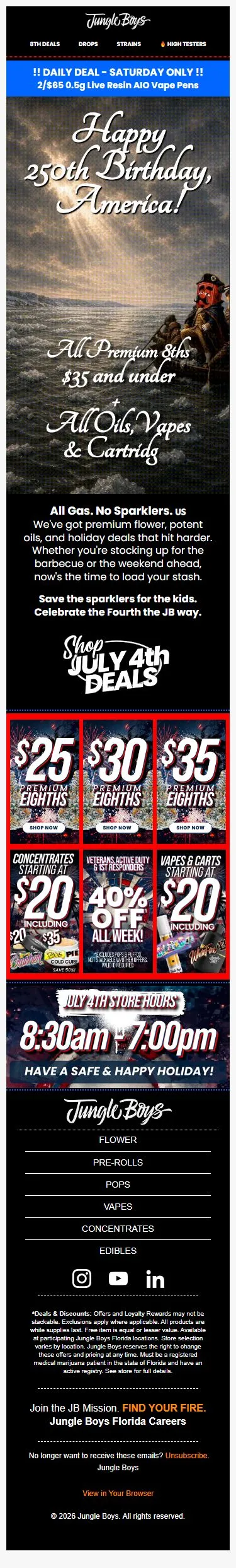 $35 ⬇️ ALL 8ths. Light up the 4th🎆