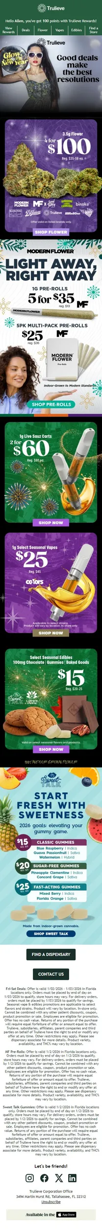 New Year, New Deals 👀 4 for $100 select 8ths🌿