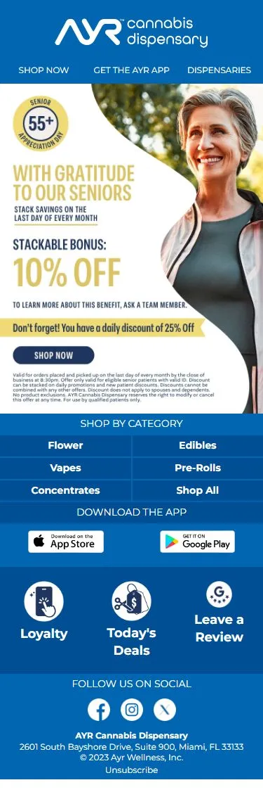 An extra 10% off for our most seasoned crowd